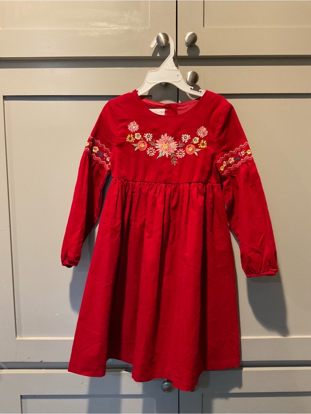 Bonnie Jean Girls Long Sleeve Embroidered Corduroy Dress
